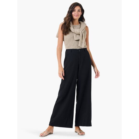 Nic + Zoe NWT Rumba Linen Wide Leg Black Onyx Casual Trousers Size 18 Whimsygoth - Picture 1 of 9